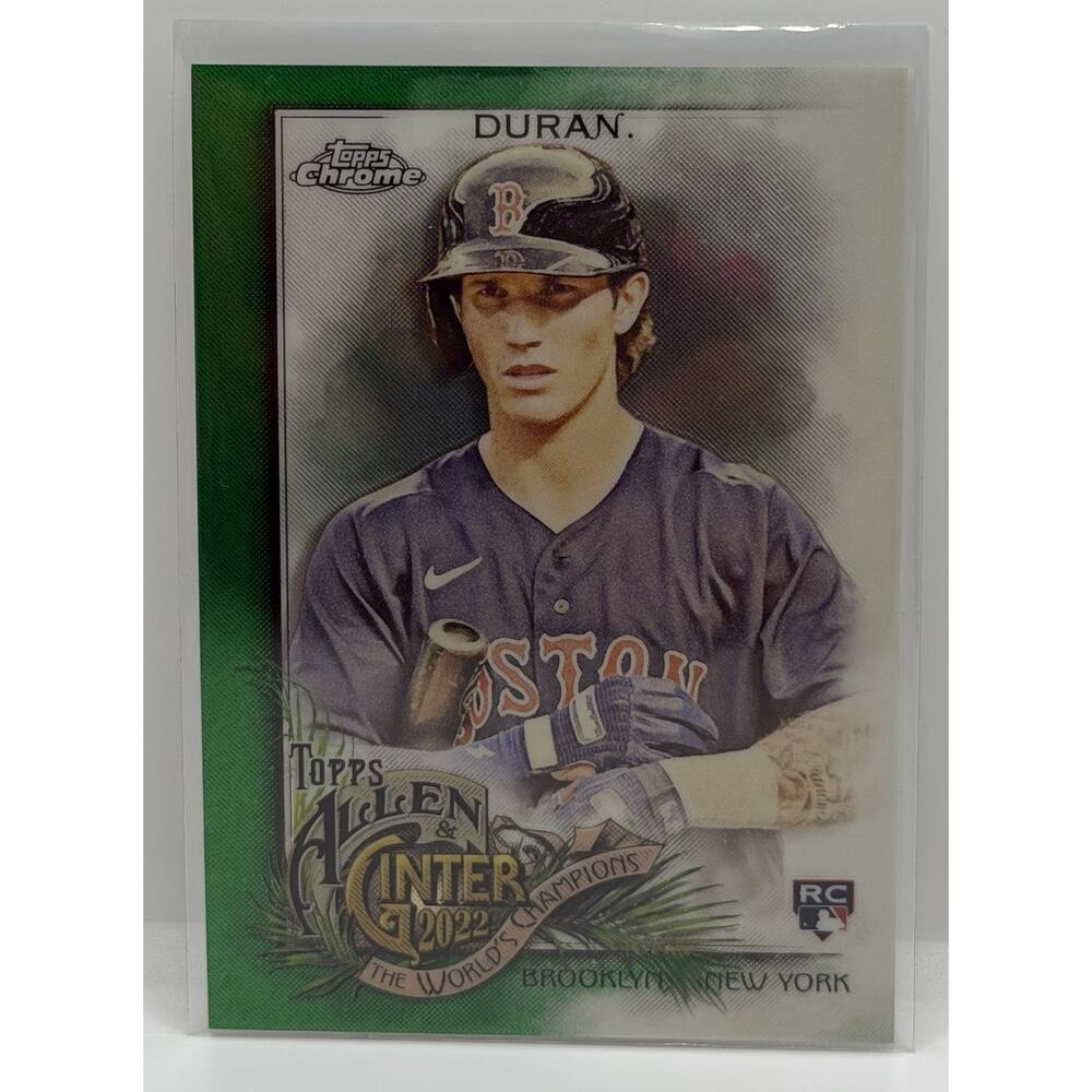 2022 Topps Allen & Ginter Chrome - Jarren Duran #110 Green Refractor /99 (RC) - Picture 2 of 3